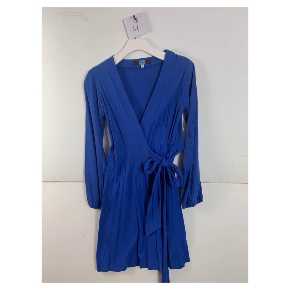 Anthropologie Eva Franco V-Neck Long Sleeve electric blue wrap dress knit